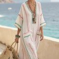 Caftan Dress "Apolline" – Sand & Coral