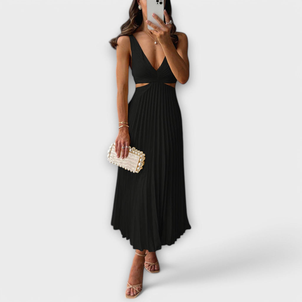 Nadia - Summer Dress with Back Cut-Out and Pleated Detail