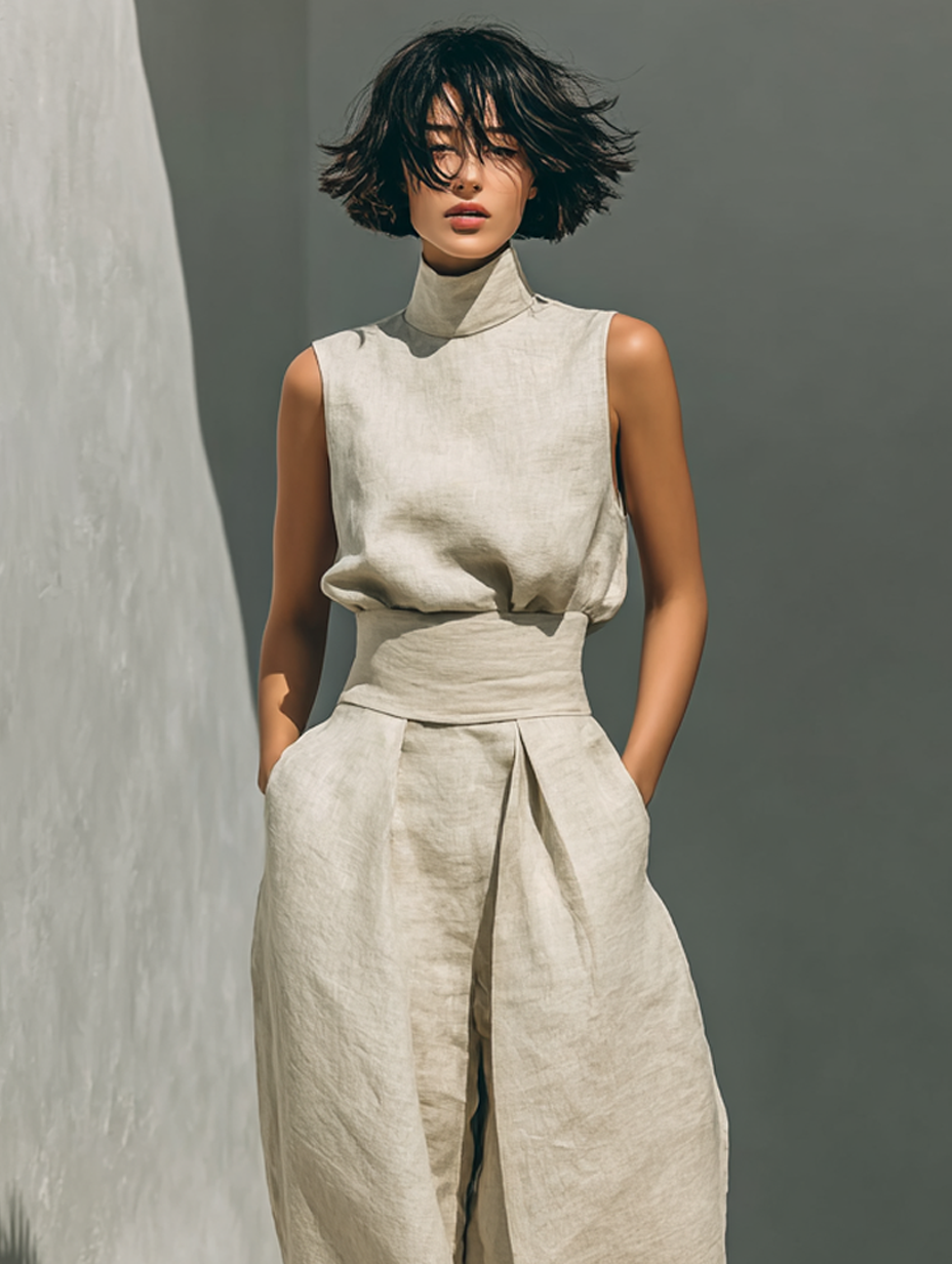 Inés | Conjunto minimalista de lino y algodón