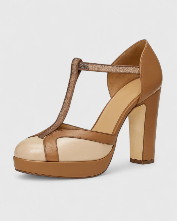 Seraphine | Leather Platform T-Bar Orthopaedic Heels