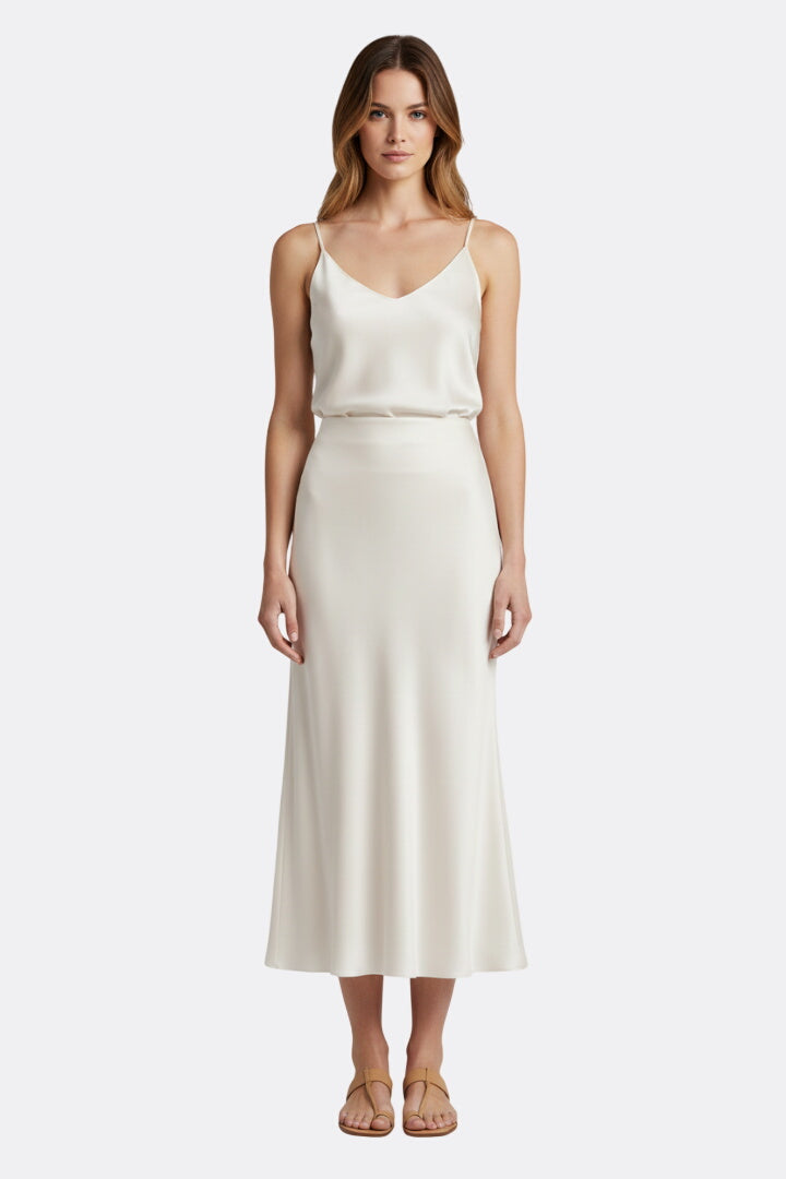 Women’s Midi Skirt with High Waist and Draped Cut