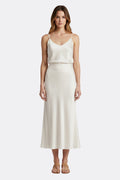 Women’s Midi Skirt with High Waist and Draped Cut