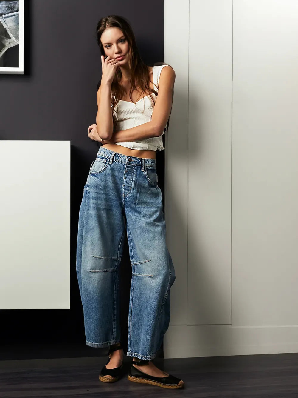 Martina | Jeans de Corte Amplio para Dama con Detalles de Costura
