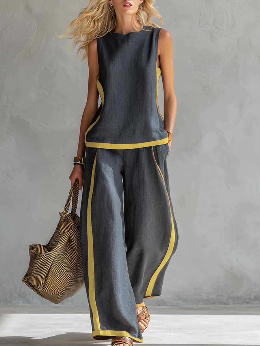 Mari | Conjunto bicolor de lino y algodón