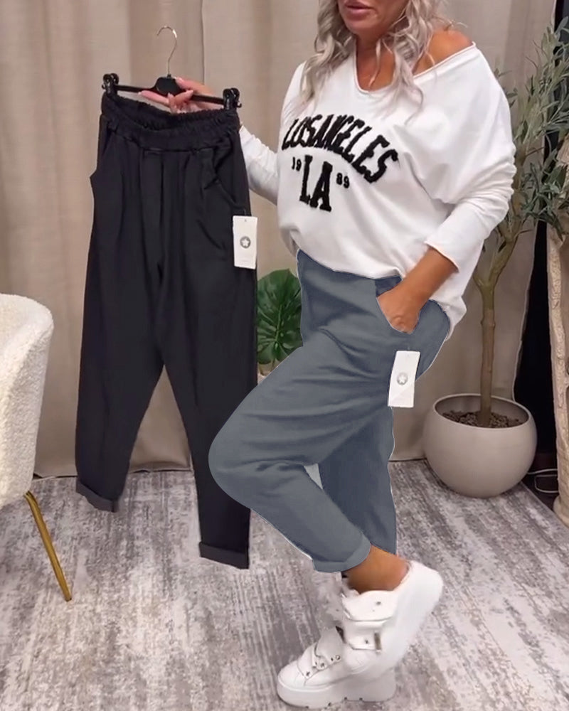 Casual solid color pocket pants