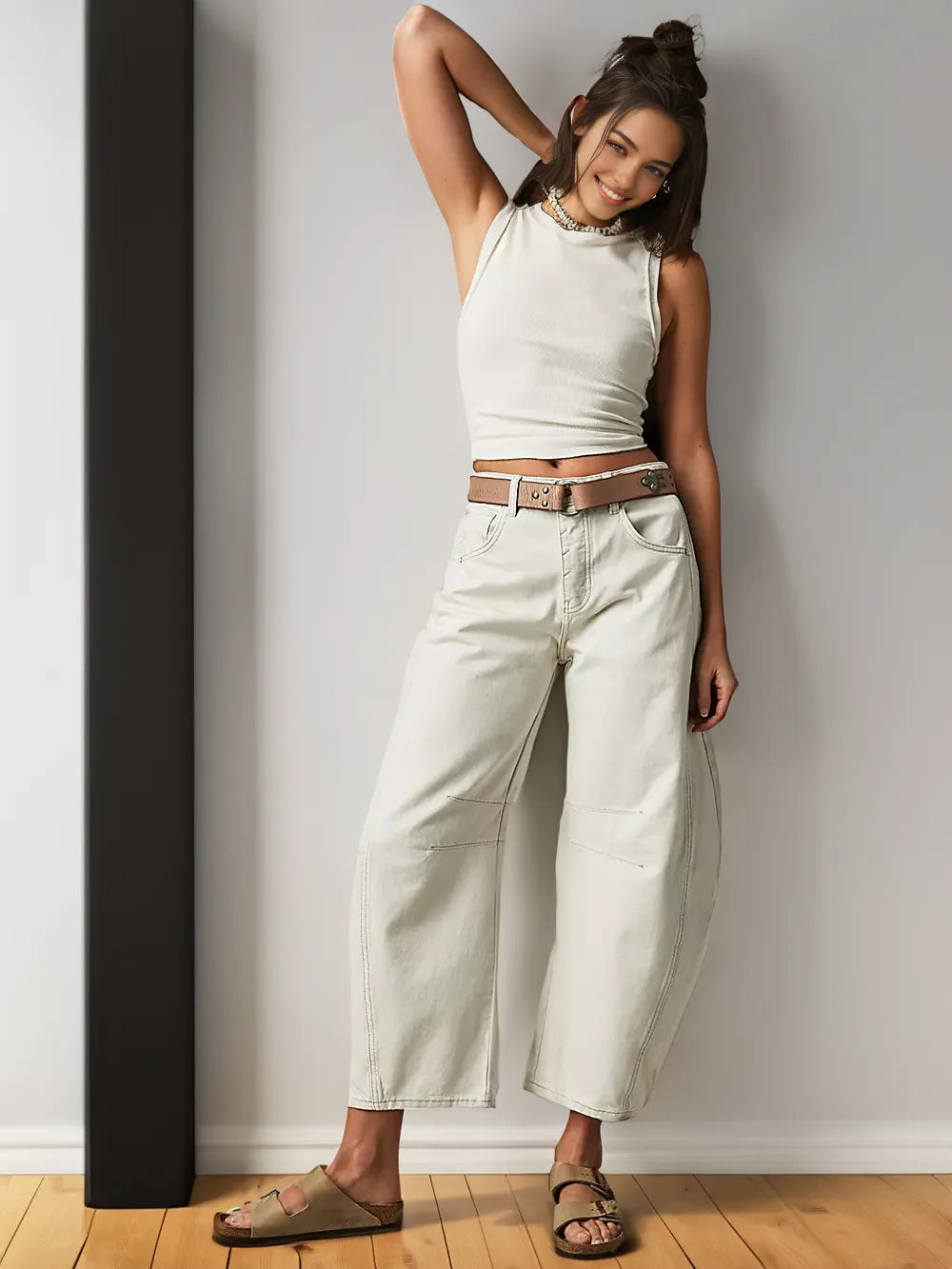 Martina | Jeans de Corte Amplio para Dama con Detalles de Costura