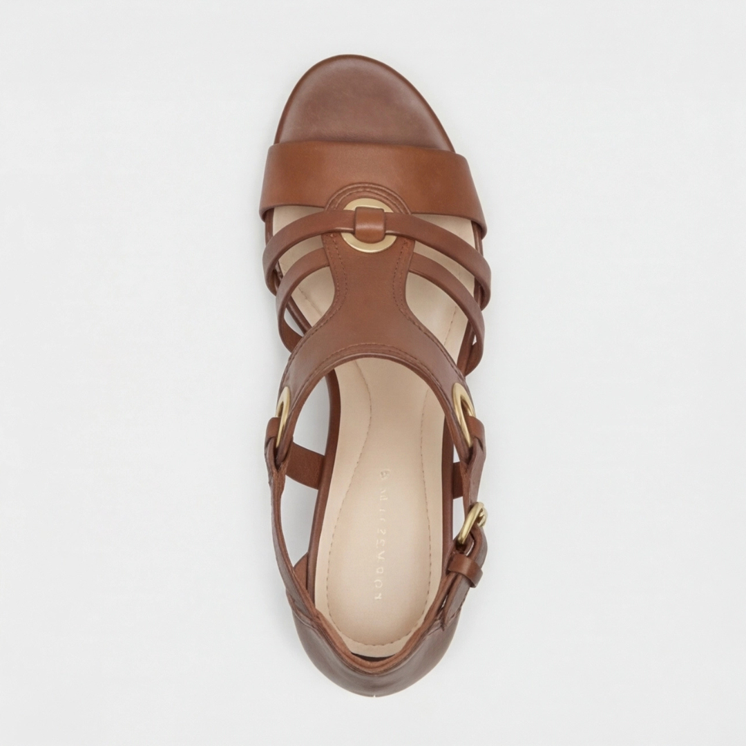 Carla™ | Leather Strappy Cork-Heel Orthopaedic Heels