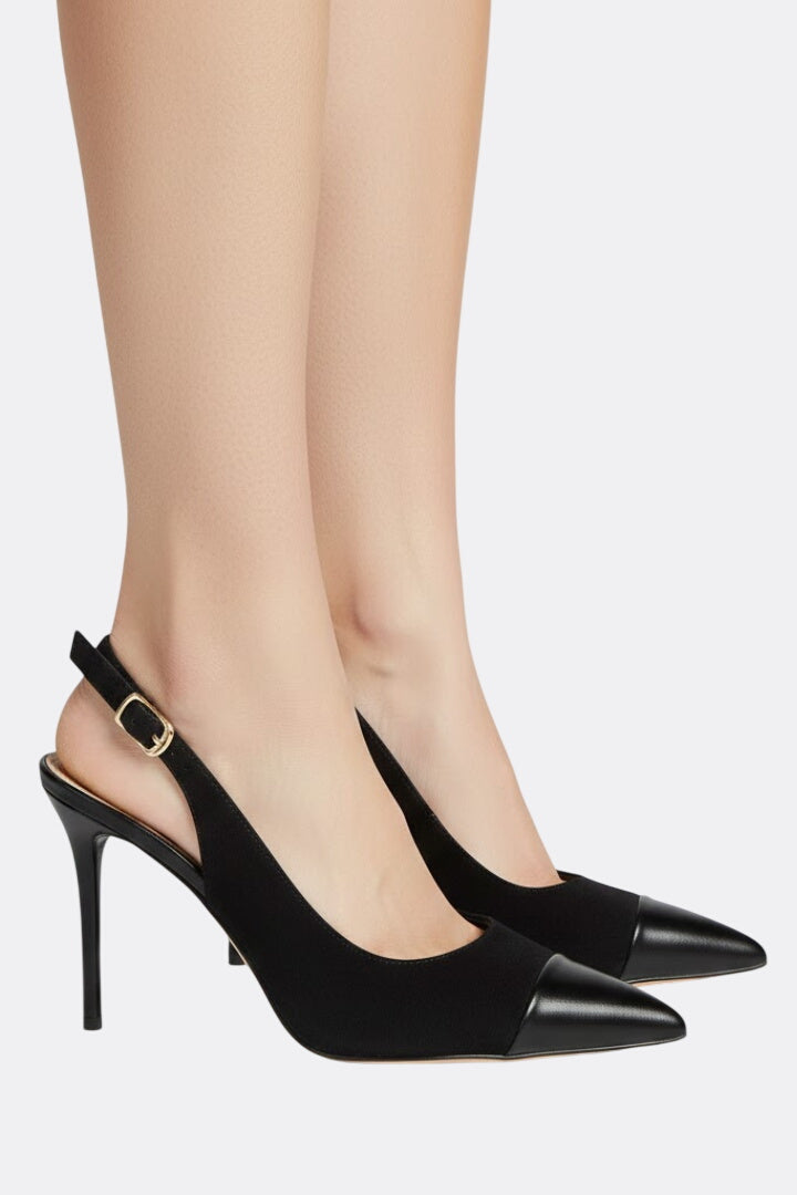 Women’s Slingback Heels with Pointed Toe and Adjustable Strap