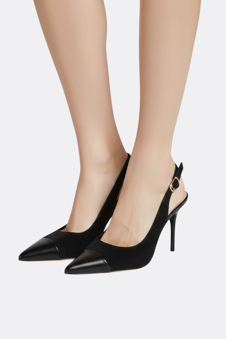 Women’s Slingback Heels with Pointed Toe and Adjustable Strap
