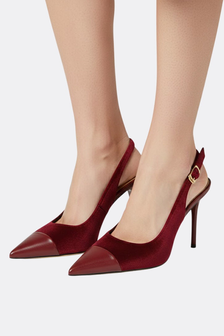 Women’s Slingback Heels with Pointed Toe and Adjustable Strap