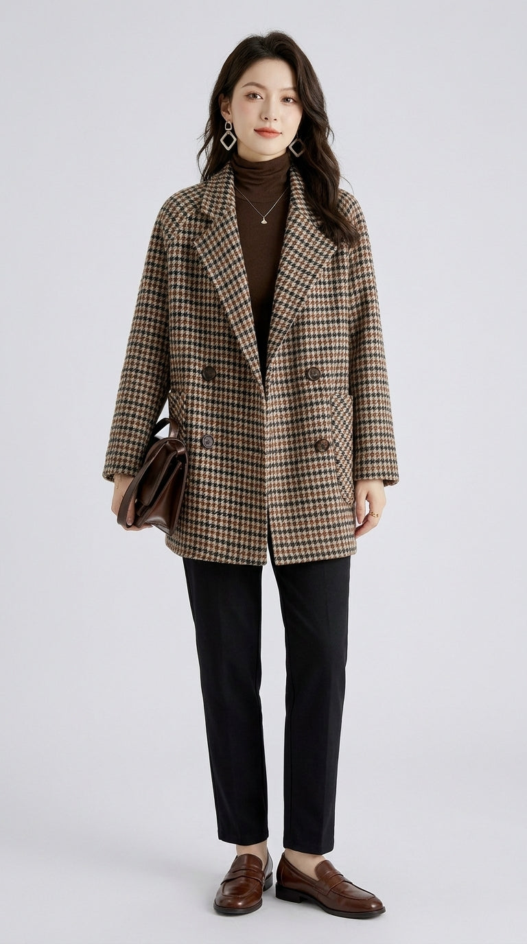 Harriet | Oversized Houndstooth Longline Blazer