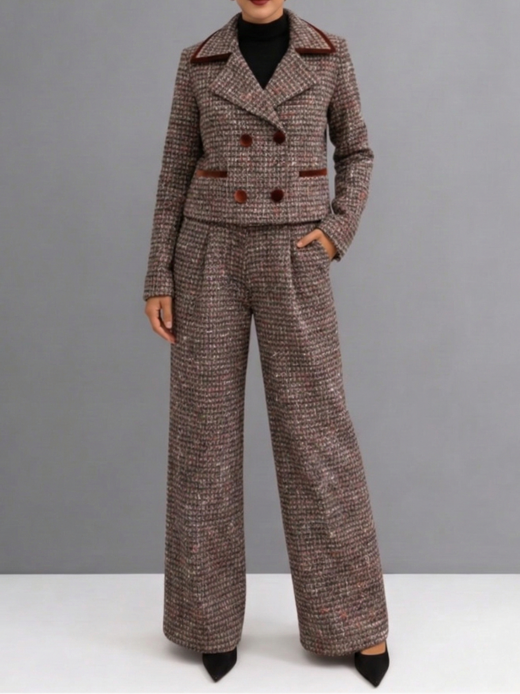 Marina | Conjunto Tweed Elegante de Chaqueta y Pantalón