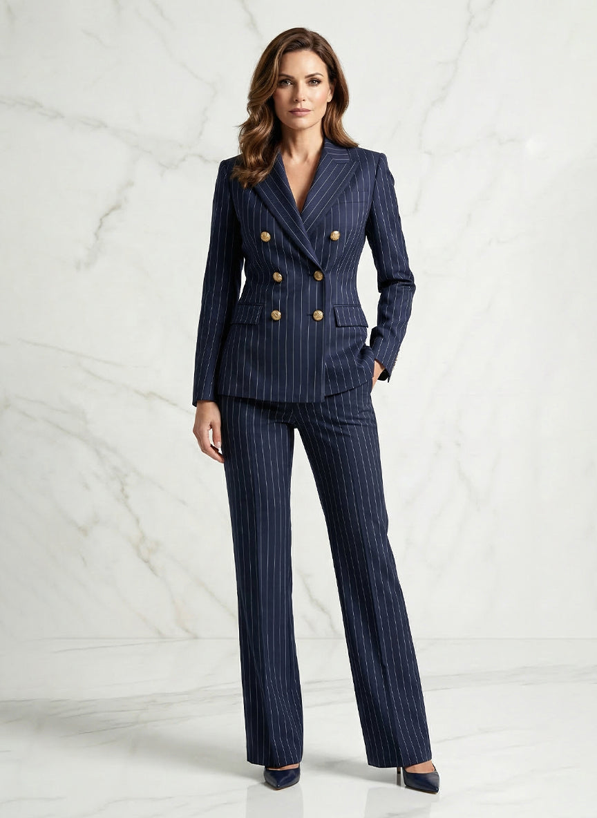 HERA - Conjunto de traje cruzado de raya