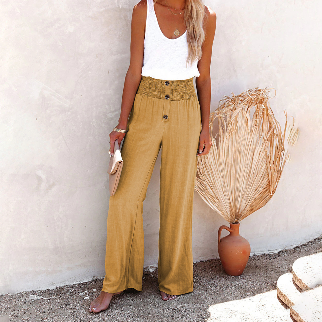 Julia | Pantalones de Cintura Alta Cómodos para Dama con Pierna Ancha