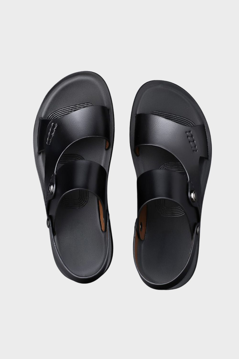 Men's Leather Sandals with Adjustable Strap