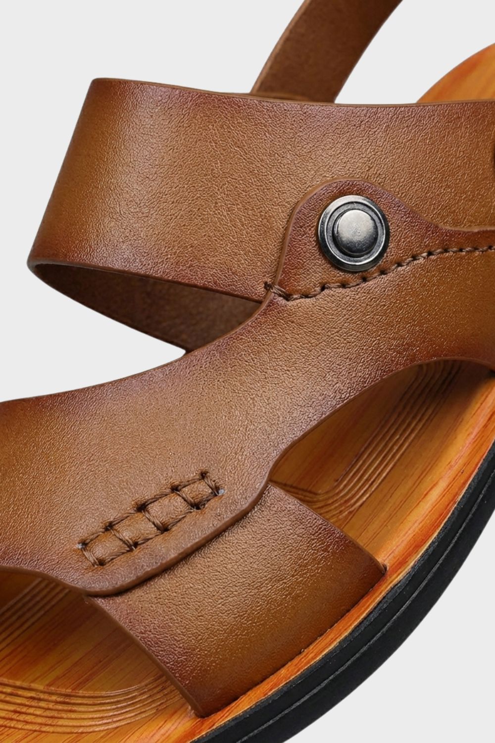 Men's Leather Sandals with Adjustable Strap