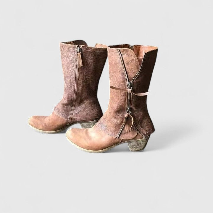 Women's Orthopaedic Mid-Calf Boots with Side Zipper for All-Day Comfort