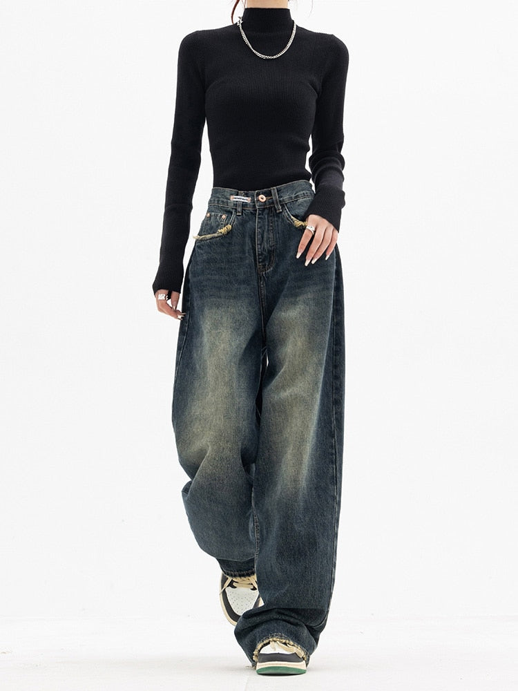Nadine | Jeans de Corte Amplio para Mujer en Denim Lavado