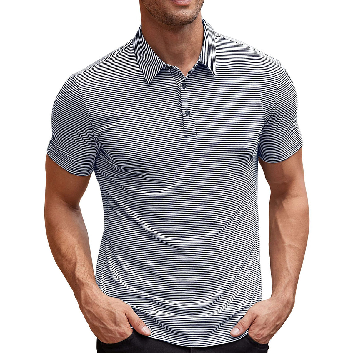 Camisa polo a rayas