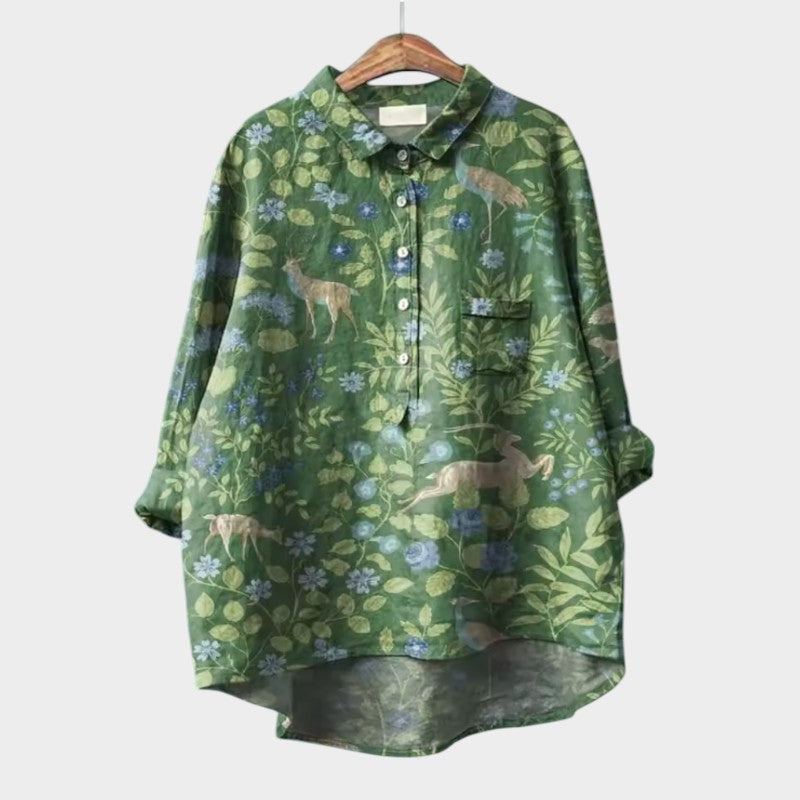 Mariska | Premium Blouse with Blue Pattern