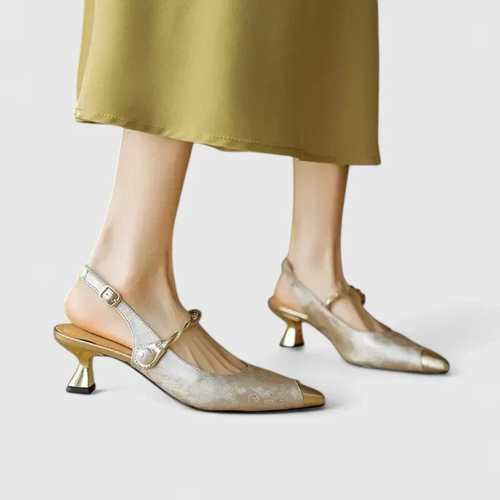 Women's Orthopaedic Heels with Textured Upper for Formal Occasions