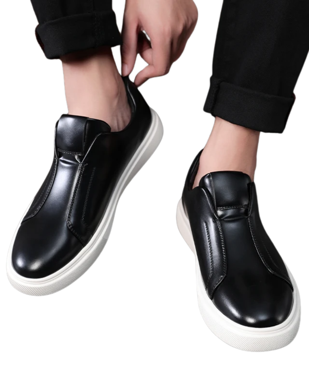 Zapatos casuales de cuero sin cordones