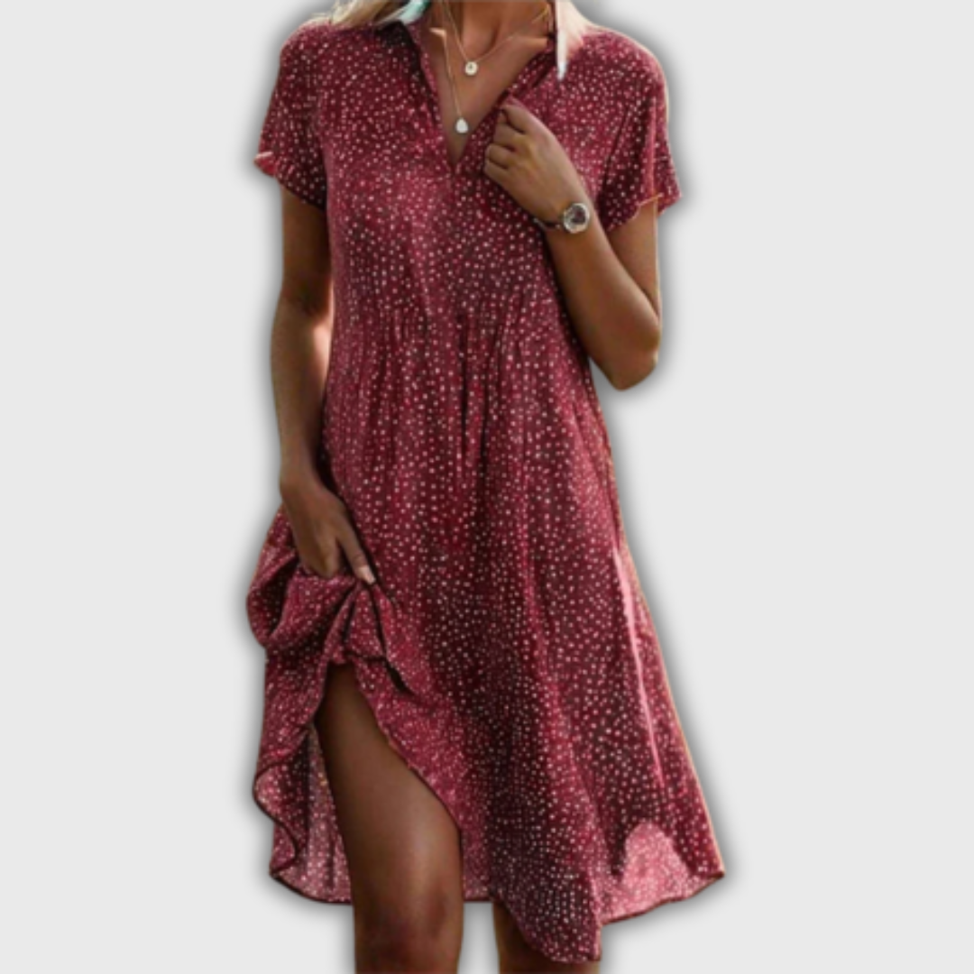 Mary - Short-Sleeved Midi Dress for Women
