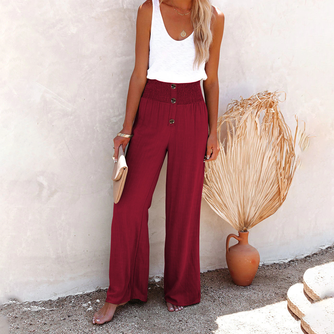 Julia | Pantalones de Cintura Alta Cómodos para Dama con Pierna Ancha