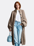 Freya | Oversized Chunky Knit Longline Button Coat