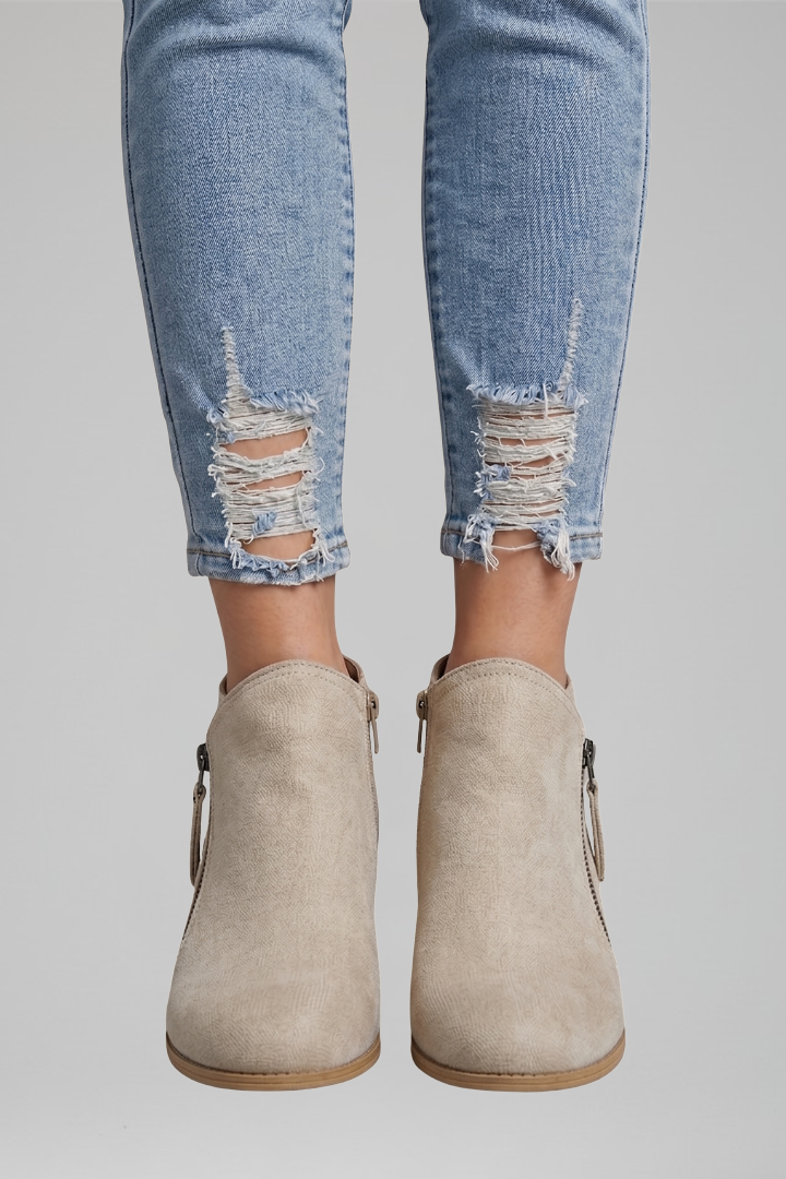 Women's Ankle Boots with Side Zipper for Fall