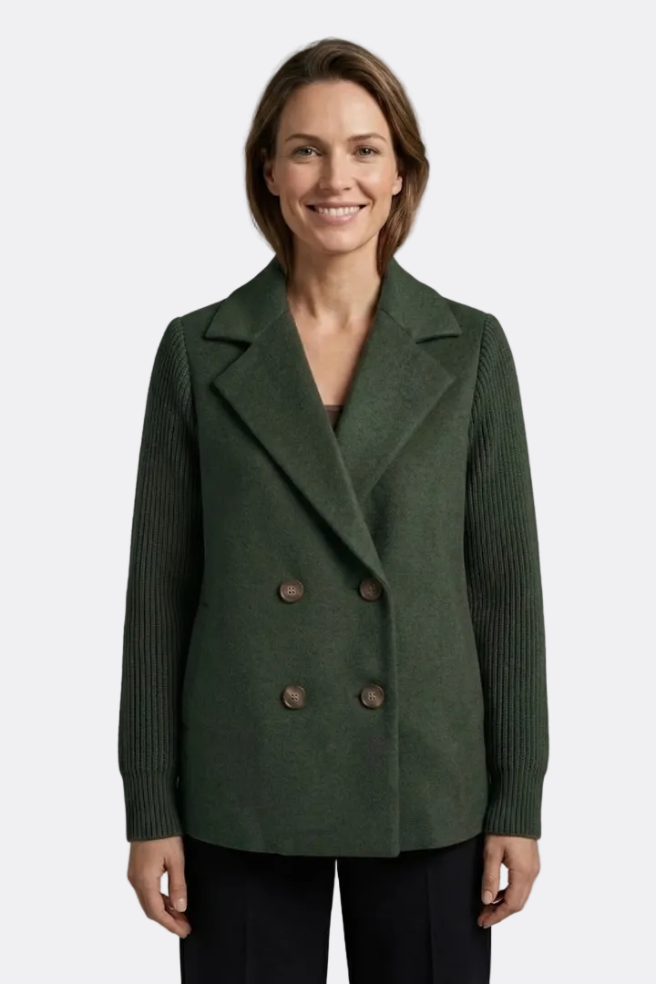 Brooke | Double-Breasted Blazer with Ribbed Sleeve Detail