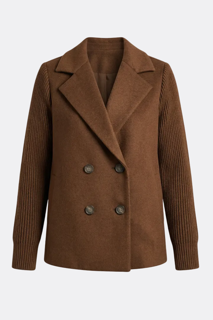 Brooke | Double-Breasted Blazer with Ribbed Sleeve Detail