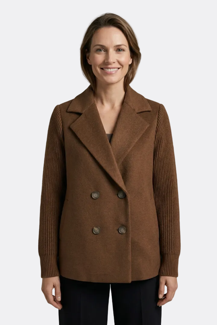 Brooke | Double-Breasted Blazer with Ribbed Sleeve Detail