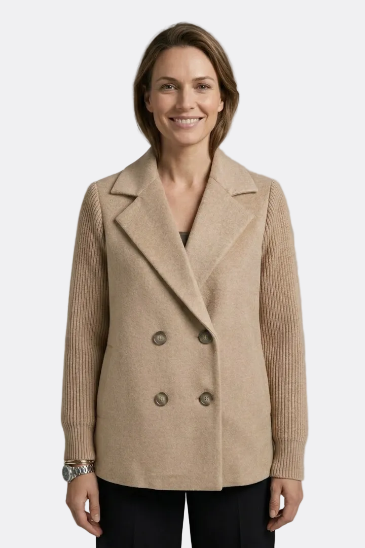 Brooke | Double-Breasted Blazer with Ribbed Sleeve Detail