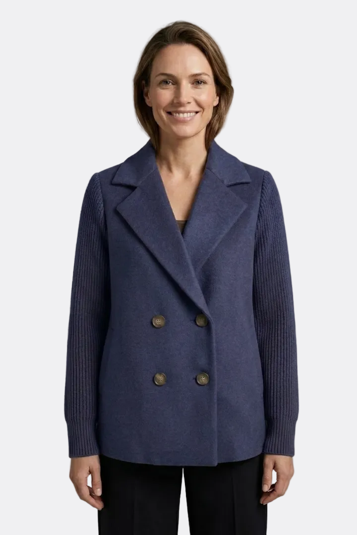 Brooke | Double-Breasted Blazer with Ribbed Sleeve Detail