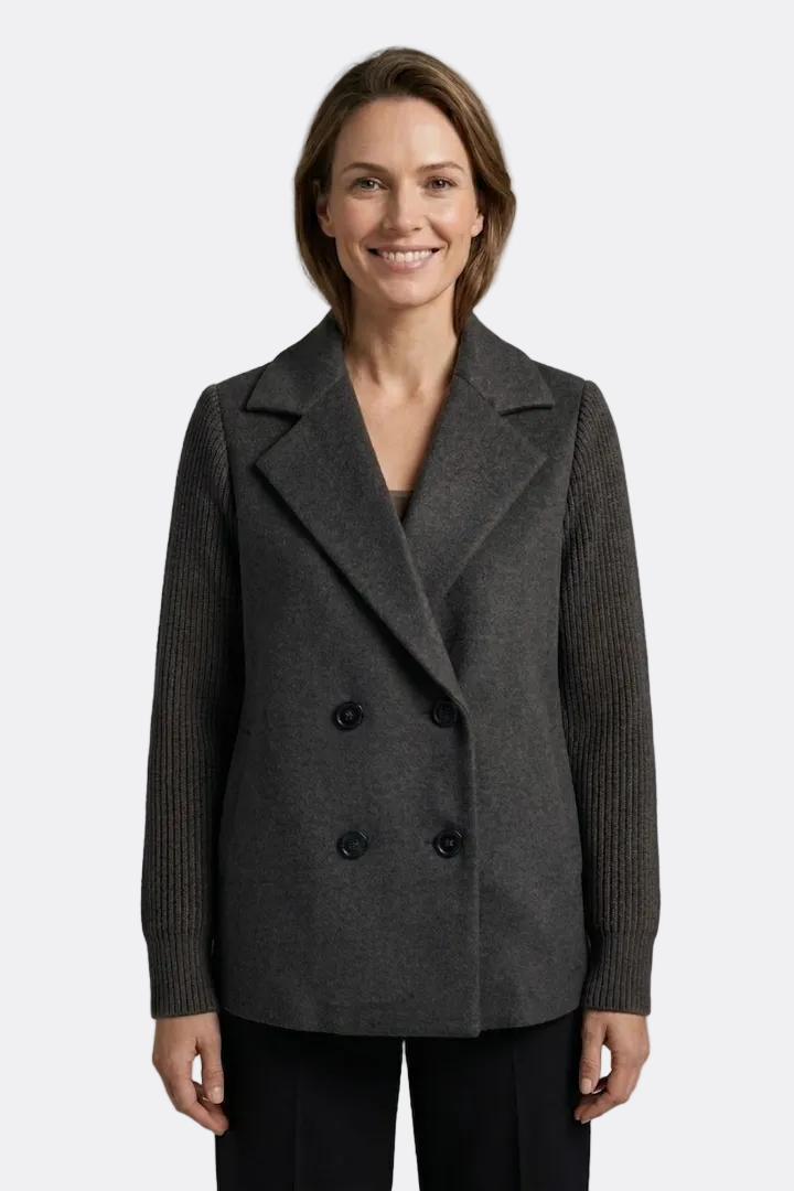 Brooke | Double-Breasted Blazer with Ribbed Sleeve Detail