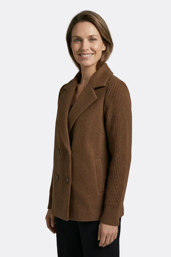 Brooke | Double-Breasted Blazer with Ribbed Sleeve Detail