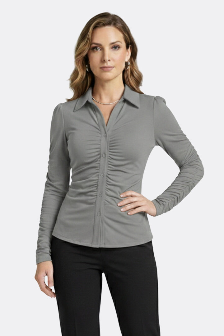 Verity | Blouse with Button Fastening and Ruched Front
