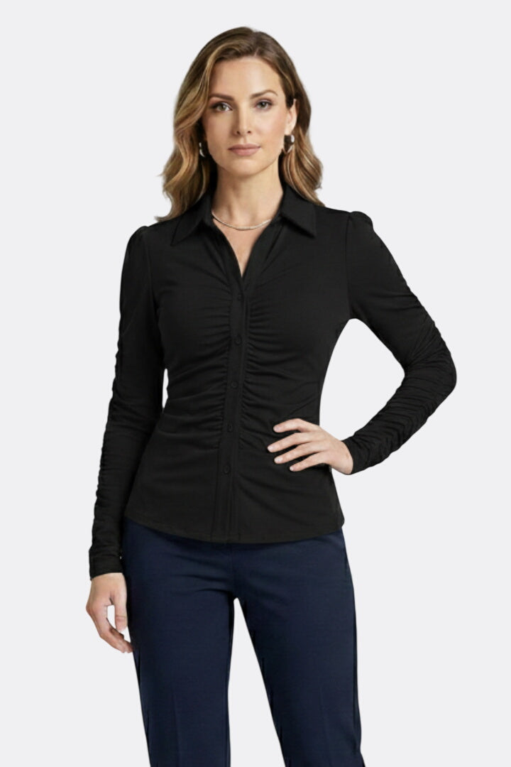Verity | Blouse with Button Fastening and Ruched Front
