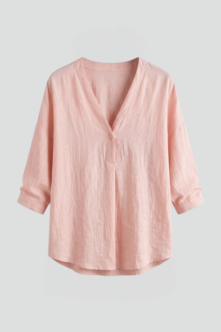 Women’s Blouse with Round Neck and Button Closure