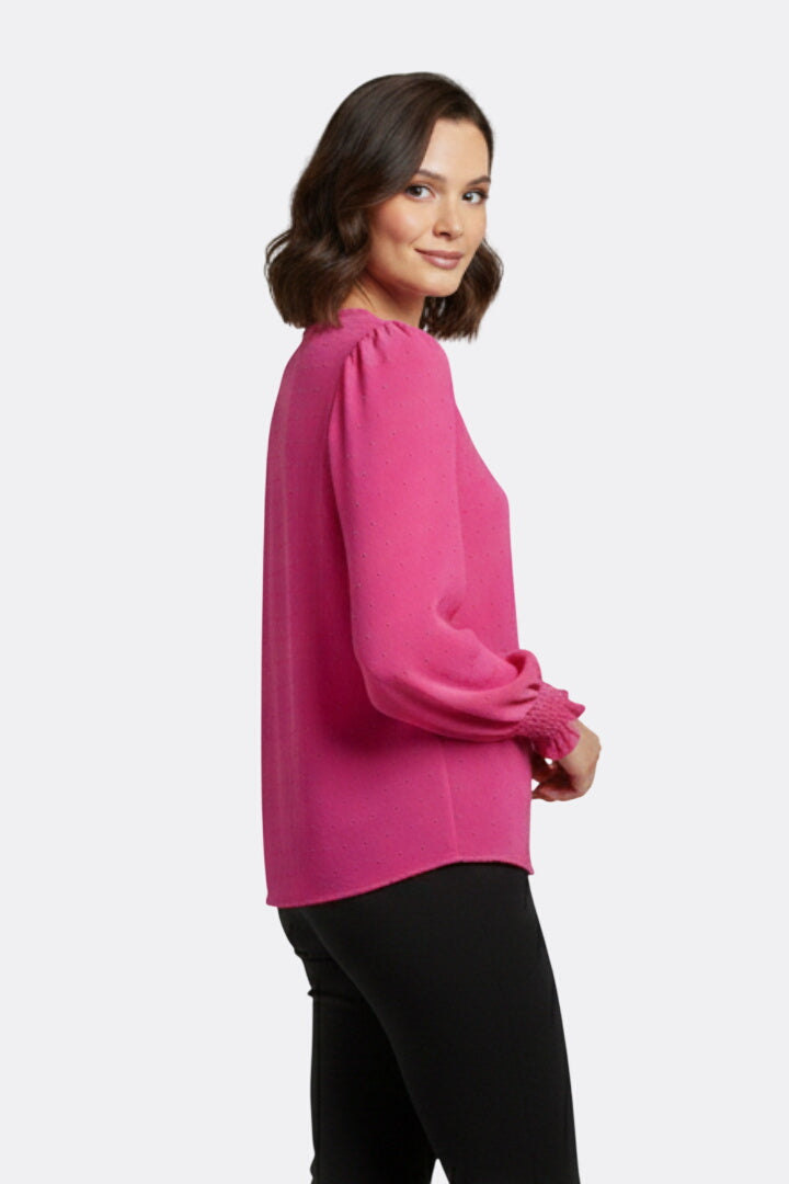 Fleur | Round Neck Blouse with Embroidered Detail