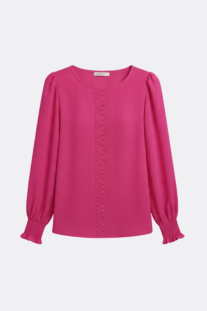 Fleur | Round Neck Blouse with Embroidered Detail