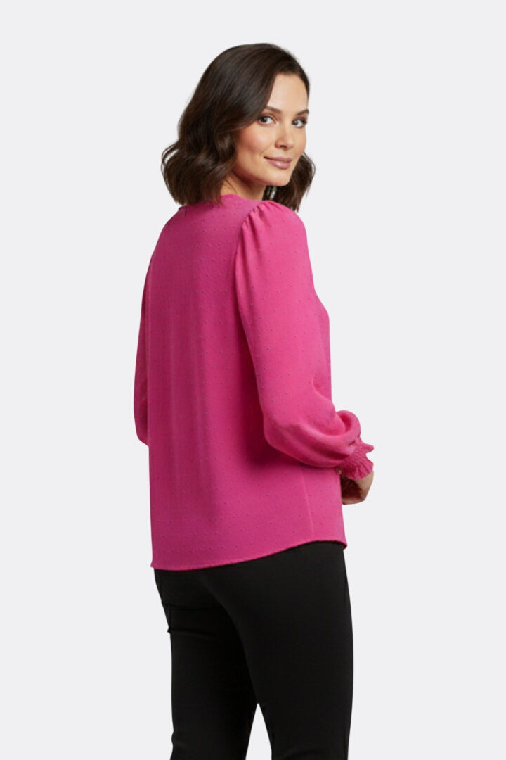 Fleur | Round Neck Blouse with Embroidered Detail