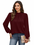 Women's Blouse with High Neck and Puff Sleeves