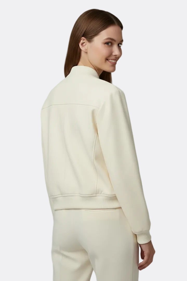 Women’s Bomber Jacket with Baseball Collar and Snap Buttons