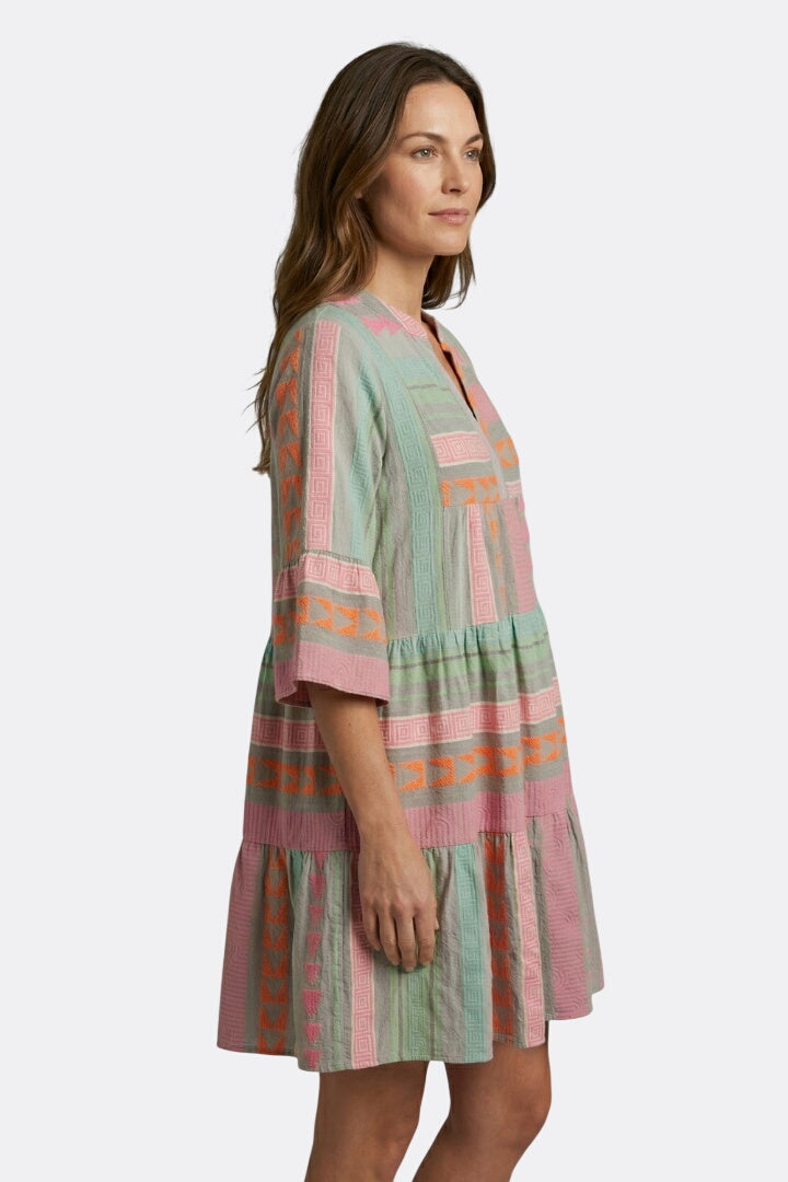 Clara | Split Neck Dress with Three-Quarter Sleeves