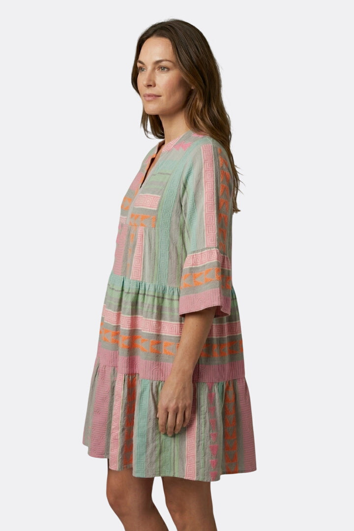 Clara | Split Neck Dress with Three-Quarter Sleeves