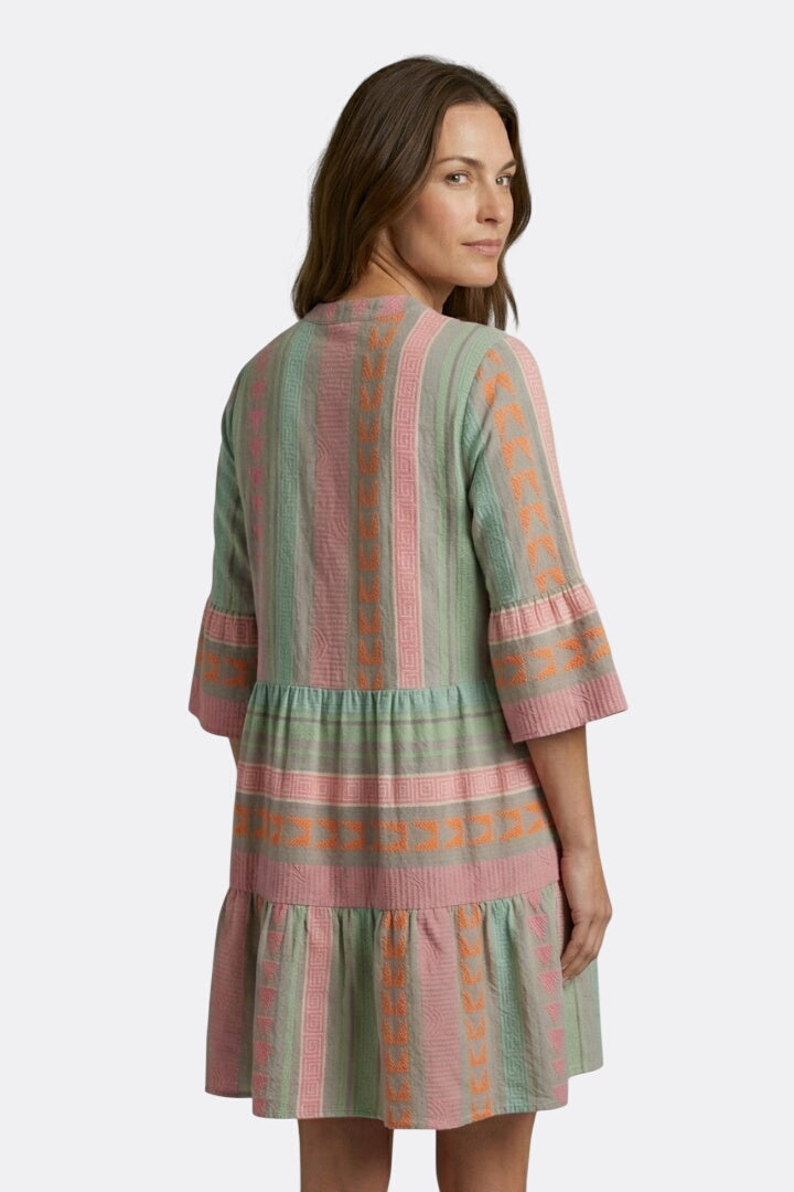 Clara | Split Neck Dress with Three-Quarter Sleeves