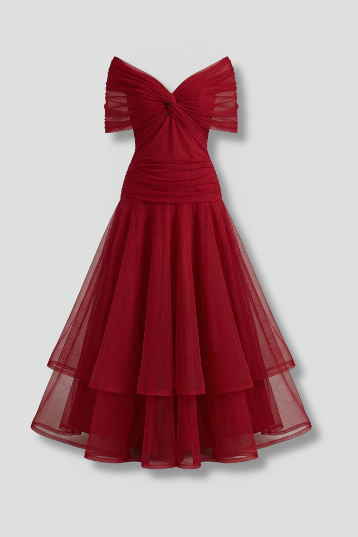 Women’s Dress with V Neck and Draped Bodice