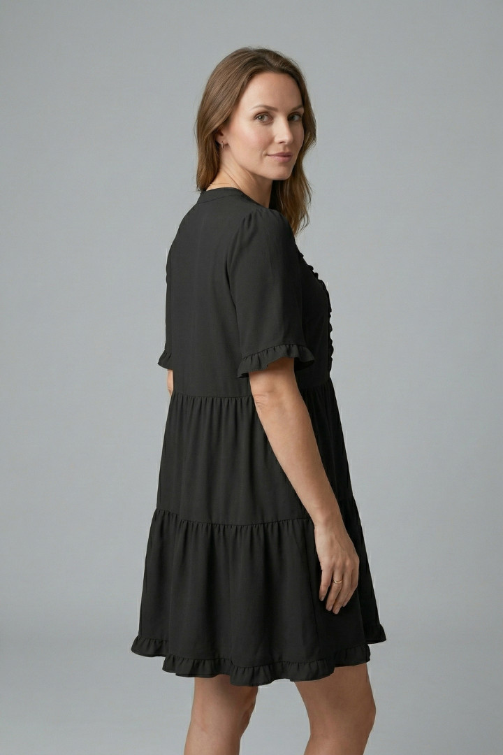 Women’s Dress with V Neck and Ruffle Detail